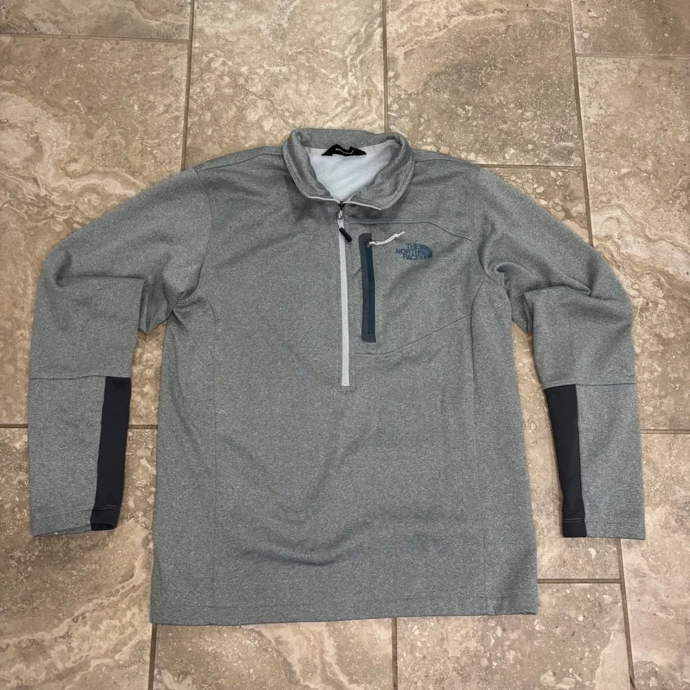 The North‎ Face Mens Quarter Zip Pullover Grey Performance Fleece Jacket M